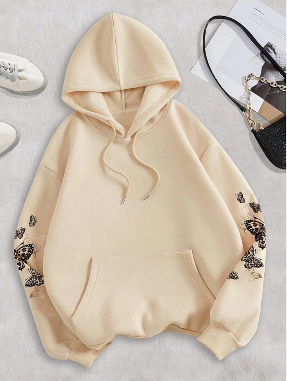 Butterfly Graphic Hoodie Y2k Drawstring Long Sleeve